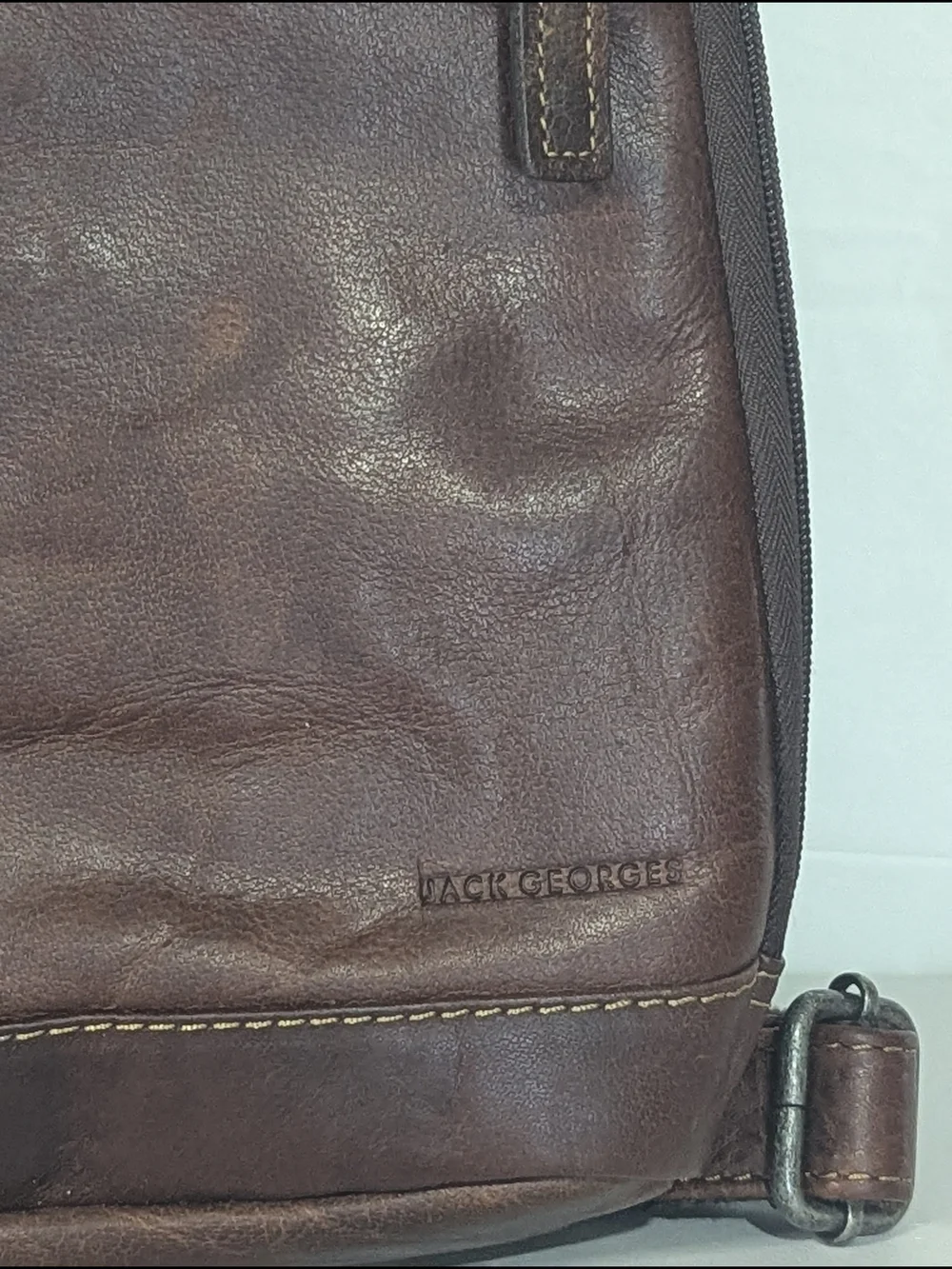 Jack Georges Brown Genuine Leather Backpack Daypack Travel Bag Vintage Distresse